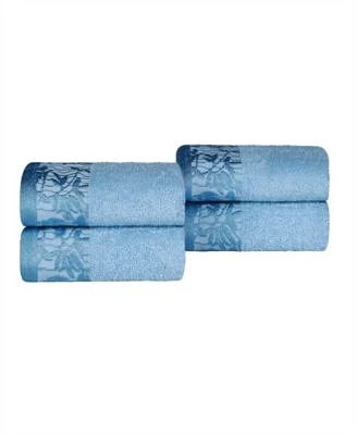Superior Wisteria Floral Embroidered Jacquard Border Cotton Bath Towel Sets