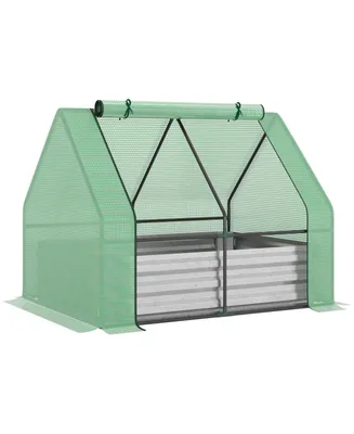 Outsunny Raised Garden Bed with Cover, Mini house,