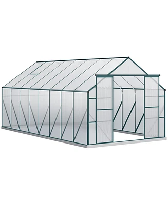 Outsunny 16' x 8' Polycarbonate Walk-in Garden house w/ Sliding Door