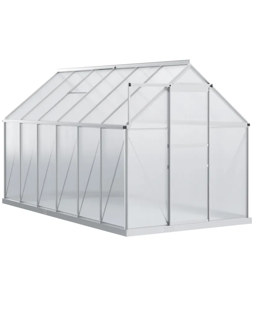 Outsunny 12'x6' Polycarbonate Walk-in Garden house w/ Sliding Door