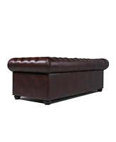 Alexandon Leather Chesterfield Tufted Sofa with Roll Arm