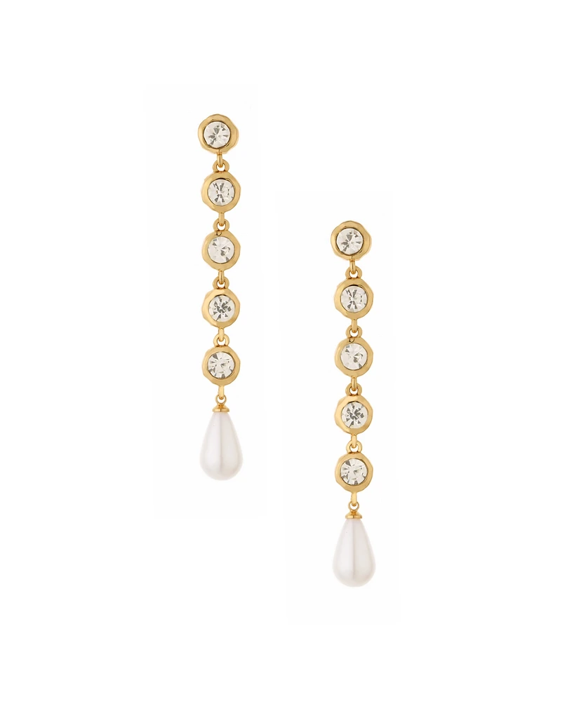 Ettika Elegantly Modern Crystal Earrings in 18K Gold Plating