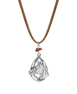 2028 Genuine Leather Cord Horse Head Necklace