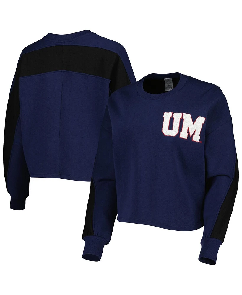 Women's Gameday Couture Navy Michigan Wolverines Back To Reality Colorblock Pullover Sweatshirt