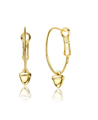 14K Gold Plated Cubic Zirconia Heart Hoop Earrings