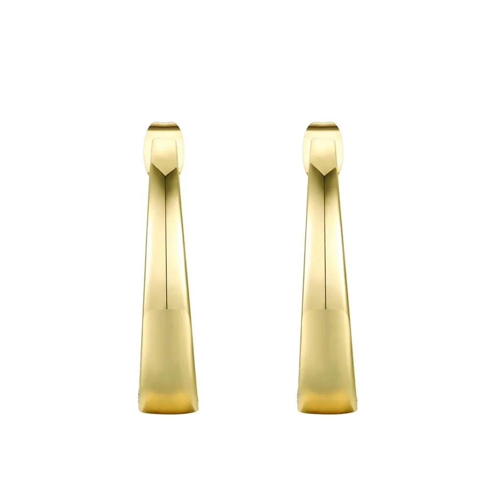 14k Gold Plated Sterling Silver with Cubic Zirconia Tapered ¾ C-Hoop Earrings
