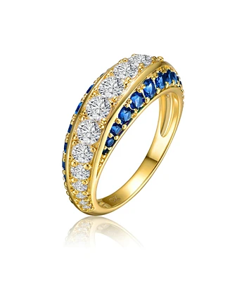 Rhodium-Plated with Cubic Zirconia Chevron Tower Slender Stacking Ring Sterling Silver