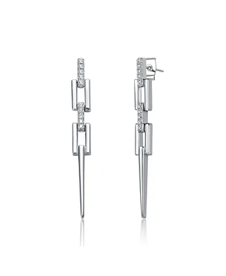 Sterling Silver White Gold Plated Cubic Zirconia Drop Earrings