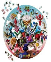 Eeboo Piece and Love Crazy Bug Bouquet 500 Piece Round Jigsaw Puzzle Set