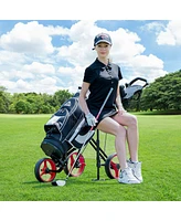 Foldable 3 Wheel Push Pull Golf Club Cart Trolley
