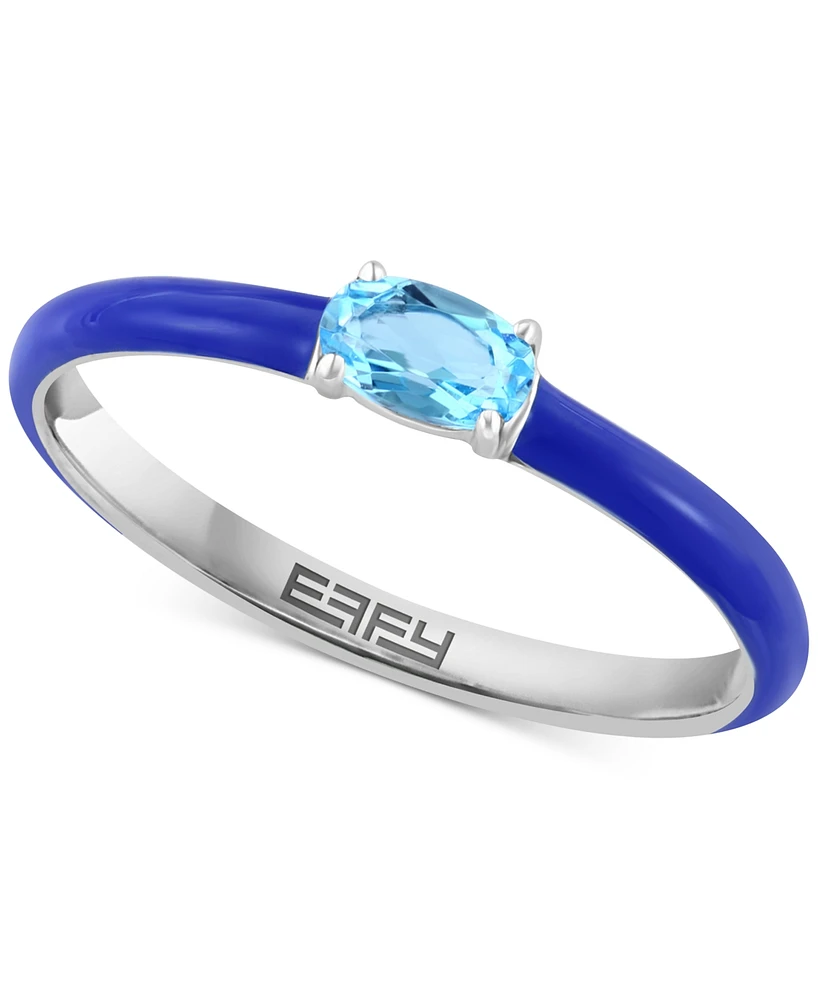 Effy Pink Opal (1/6 ct. t.w.) & Enamel Ring Sterling Silver (Also available Amethyst, Garnet, Citrine and Blue Topaz)