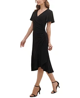 kensie Flutter-Sleeve Midi Dress