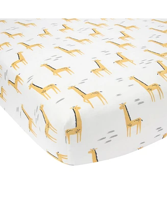 Lambs & Ivy Baby Signature Giraffe Organic Cotton Fitted Crib Sheet - White/Yellow