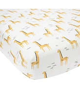 Lambs & Ivy Baby Signature Giraffe Organic Cotton Fitted Crib Sheet - White/Yellow