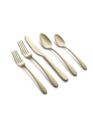 Cambridge Silversmiths Poet Champagne Satin 20 Piece 18/10 Stainless Steel Flatware Set, Service for 4