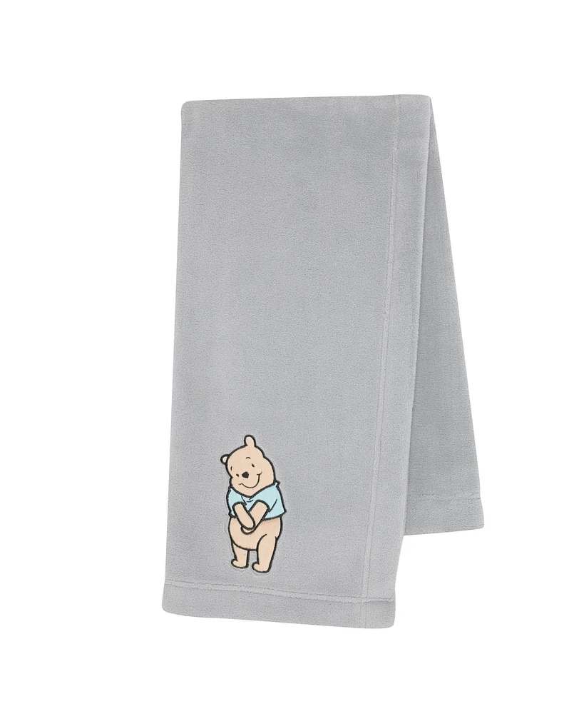 Lambs & Ivy Disney Baby Winnie the Pooh Hugs Gray Soft Fleece Baby Blanket