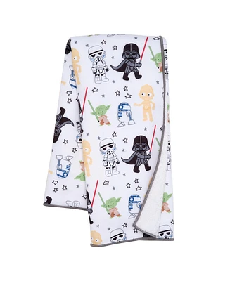 Lambs & Ivy Star Wars Classic Fleece Baby Blanket - Yoda/Darth Vader/R2-D2/C-3PO