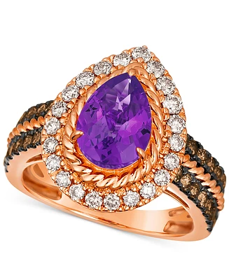 Le Vian Grape Amethyst (1-5/8 ct. t.w.), Chocolate Diamonds (1/2 ct. t.w.) & Nude Diamonds (1/2 ct. t.w.) Pear-Shape Ring in 14k Rose Gold