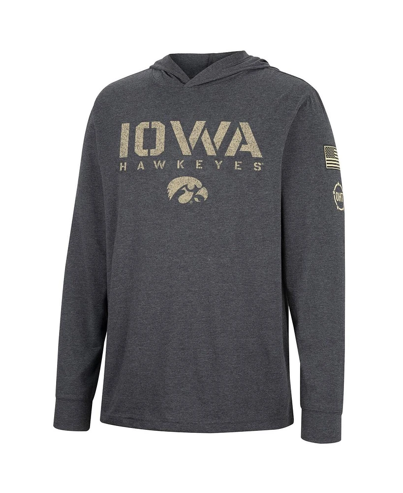 Men's Colosseum Charcoal Iowa Hawkeyes Team Oht Military-Inspired Appreciation Hoodie Long Sleeve T-shirt