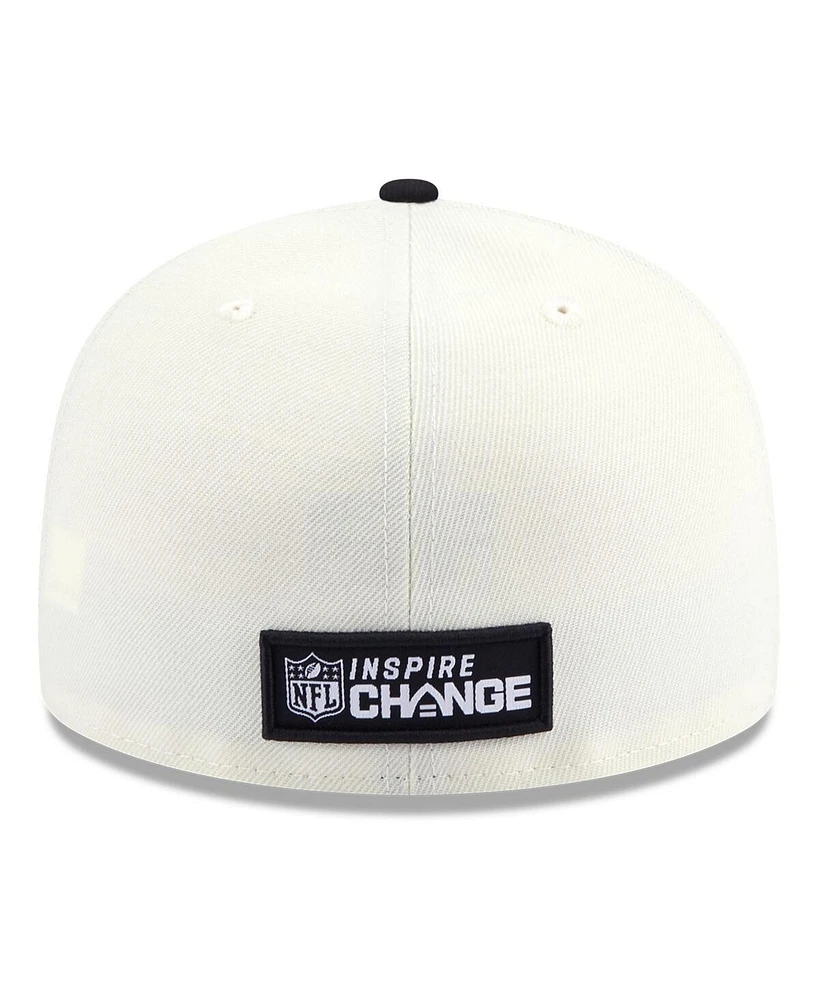 Men's New Era Cream and Black Los Angeles Rams 2022 Inspire Change 59FIFTY Fitted Hat