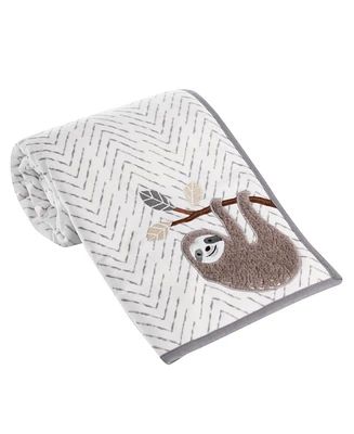 Lambs & Ivy Baby Jungle Gray/White Faux Shearling Sloth Baby Blanket