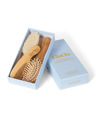 EllaOla 3-Piece Bamboo Brush & Comb Set