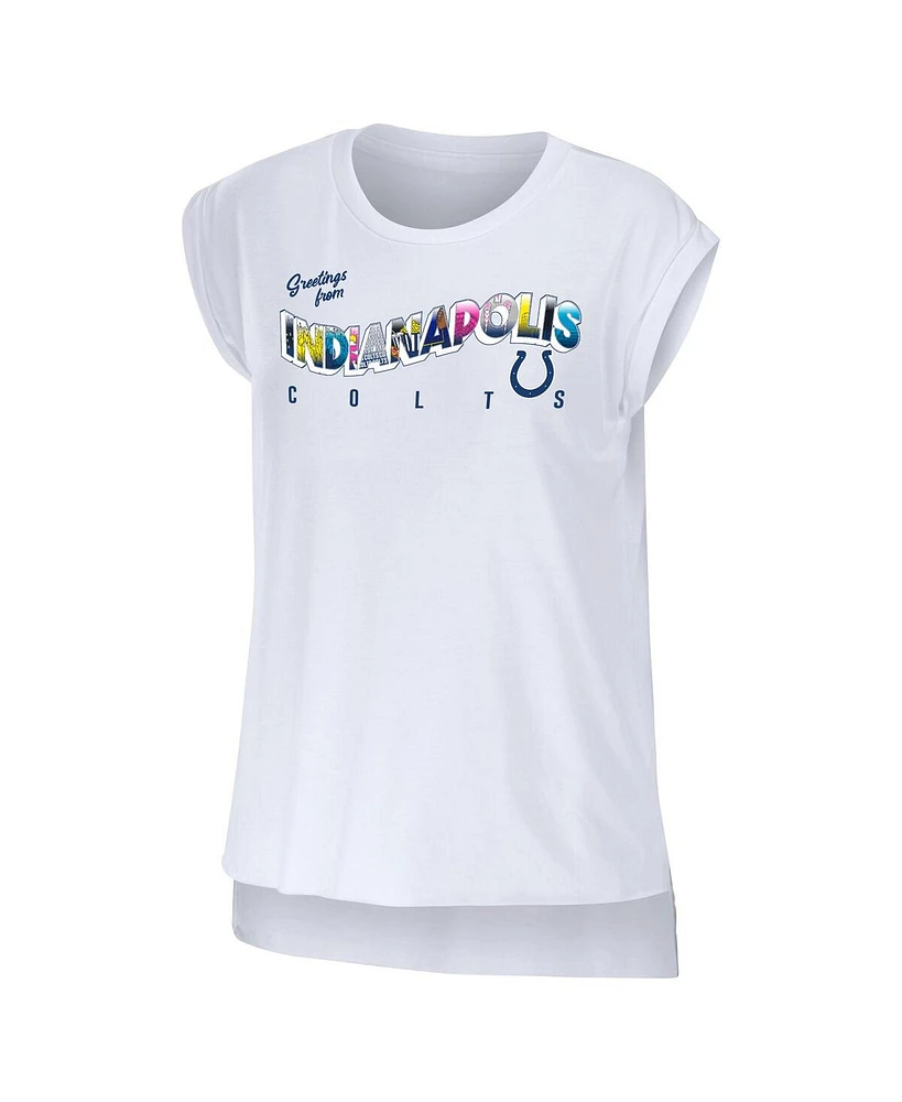 Women's Wear by Erin Andrews White Indianapolis Colts Greetings From Muscle T-shirt