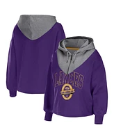 Women's Wear by Erin Andrews Purple Los Angeles Lakers Pieced Quarter-Zip Hoodie Jacket