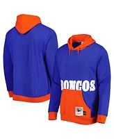 Men's Mitchell & Ness Royal Denver Broncos Big Face 5.0 Pullover Hoodie