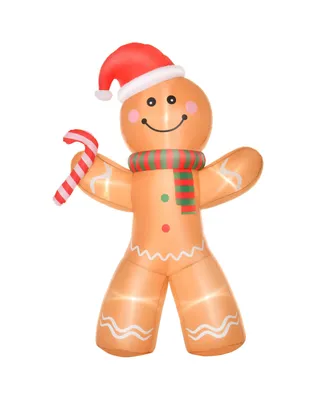 Homcom 8 ft Inflatable Gingerbread Man Outdoor Holiday Display w/ Led Lights