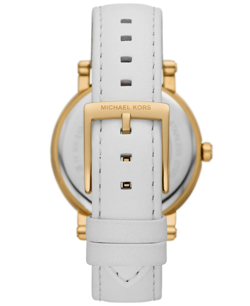 Michael Kors Women's Corey Three-Hand White Leather Watch 38mm