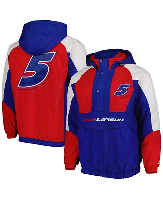 Men's Starter Royal, Red Kyle Larson The Body Check Half-Snap Pullover Jacket
