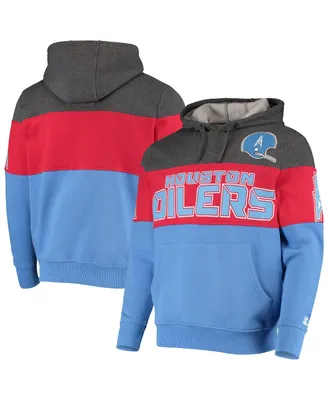 Men's Starter Gray and Red Houston Oilers Extreme Fireballer Throwback Pullover Hoodie