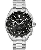 Bulova Men's Chronograph Archive Lunar Pilot Stainless Steel Bracelet Watch Box Set 44mm