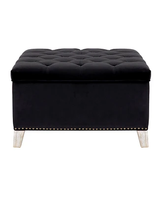 WestinTrends Square Velvet Tufted Storage Ottoman for Living Room Bedroom
