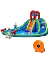Inflatable Bounce House Water Splash Pool Dual Slide Climbing Wall