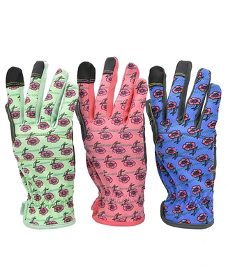 G & F Products 3 Pair Value Pack Women All Purpose gardening Gloves assorted colors