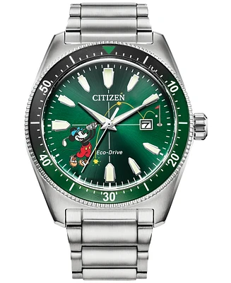 Citizen Eco-Drive Men's Disney Mickey Mouse Stainless Steel Bracelet Watch 43mm