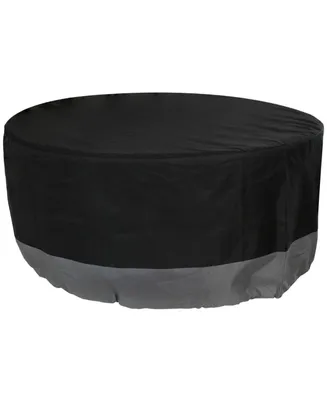 Heavy Duty Round Outdoor Fire Pit Cover with Drawstring - 300D Polyester Material - Black/Gray - 30-Inch x 12-Inch