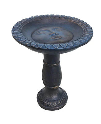 Outdoor Glass Fiber Reinforced Concrete Patio Garden Facade du Soleil Bird Bath - 26" - Patina Blue