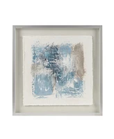Madison Park Single Piece Ashlar Glass Framed Hand Painted Rice Paper Abstract, 25.5" x 25.5"