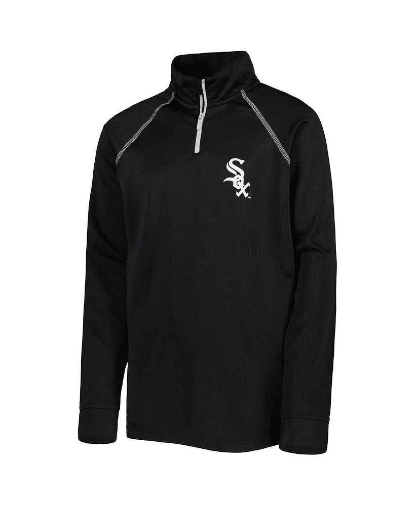Youth Boys Stitches Black Chicago White Sox Team Raglan Quarter-Zip Jacket