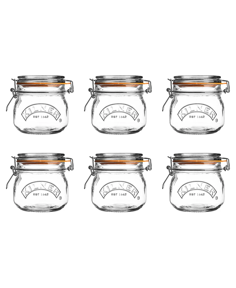 Kilner Round Clip Top Jar 17 oz, Set of 6