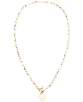 Polished Heart Link Toggle Necklace in 10k Gold