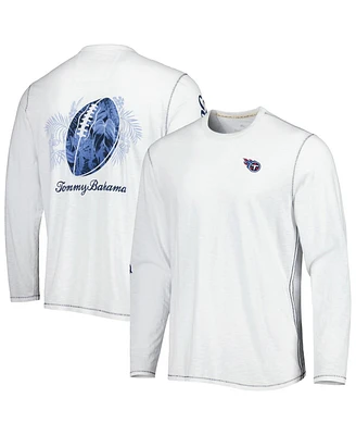 Men's Tommy Bahama White Tennessee Titans Laces Out Billboard Long Sleeve T-shirt