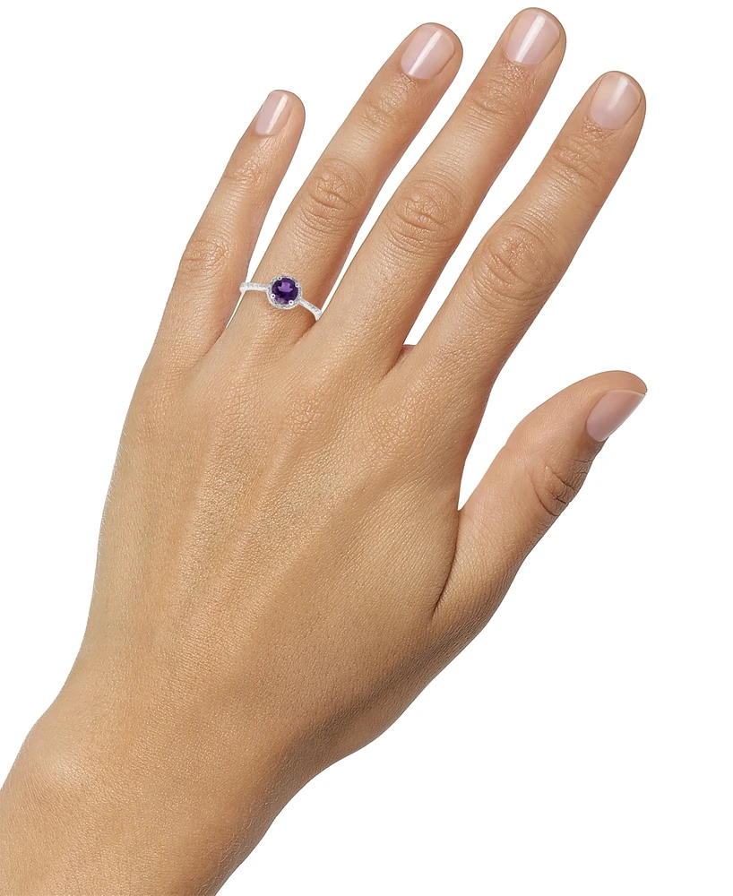 Amethyst (3/4 ct. t.w.) and Diamond Accent Ring Sterling Silver (Also Available Other Gemstones)