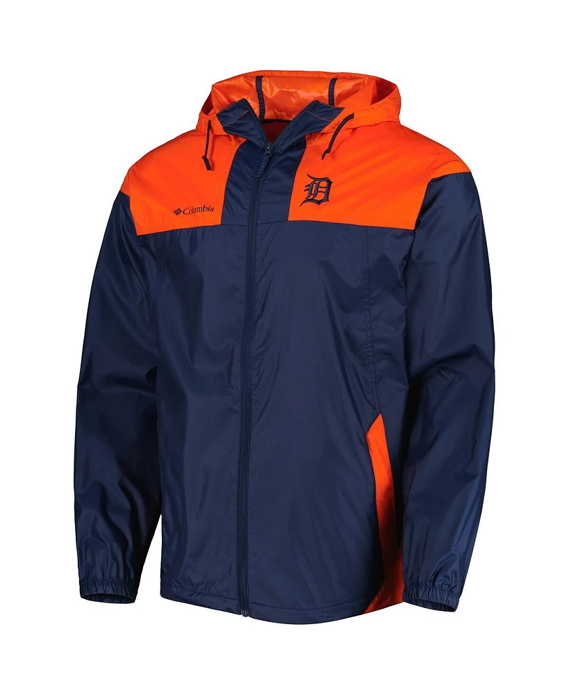 Men's Columbia Navy, Orange Detroit Tigers Omni-Shade Flash Forward Challenger Full-Zip Windbreaker Jacket