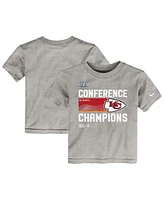 Toddler Boys and Girls Nike Gray Kansas City Chiefs 2022 Afc Champions Locker Room Trophy Collection T-shirt