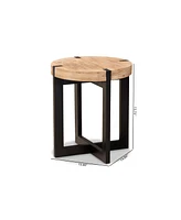 Baxton Studio Horace Rustic and Industrial 15.7" Finished Wood and Finished Metal End Table