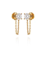Vince Camuto Glass Stone Stud Chain Dangle Drop Earrings